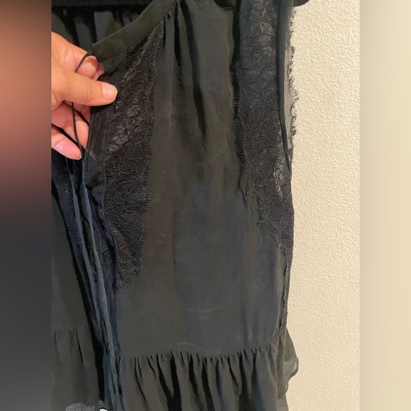 Rebecca Taylor Black Sleeveless Ruffled Blouse Size 8 - Picture 3 of 4